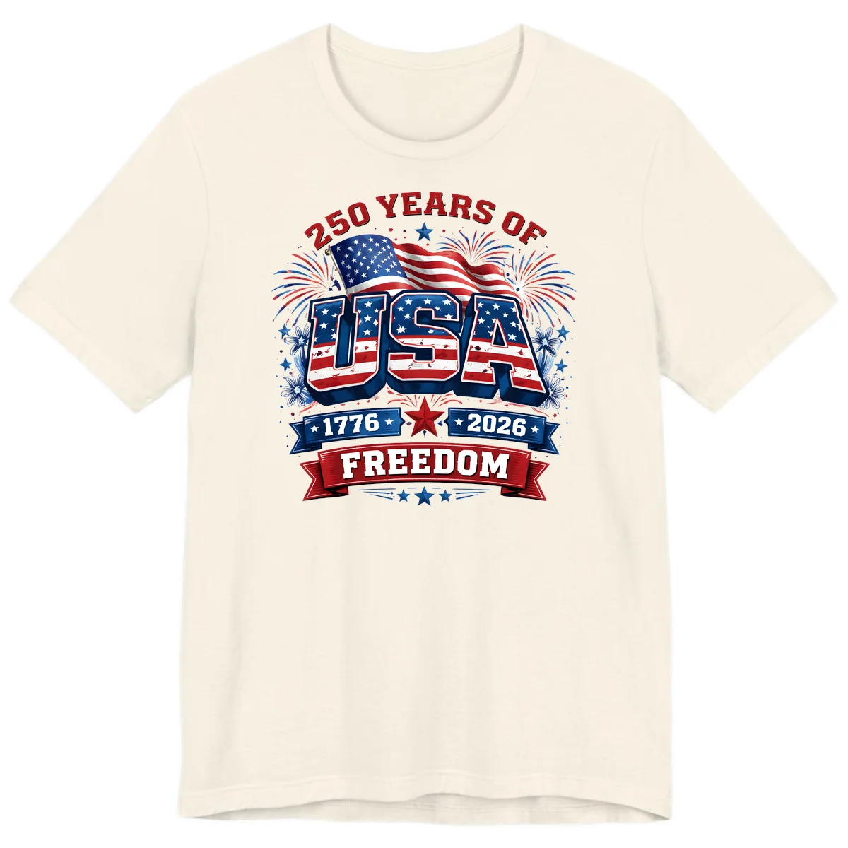 USA 250th Anniversary Freedom Celebration Premium T-Shirt in Natural