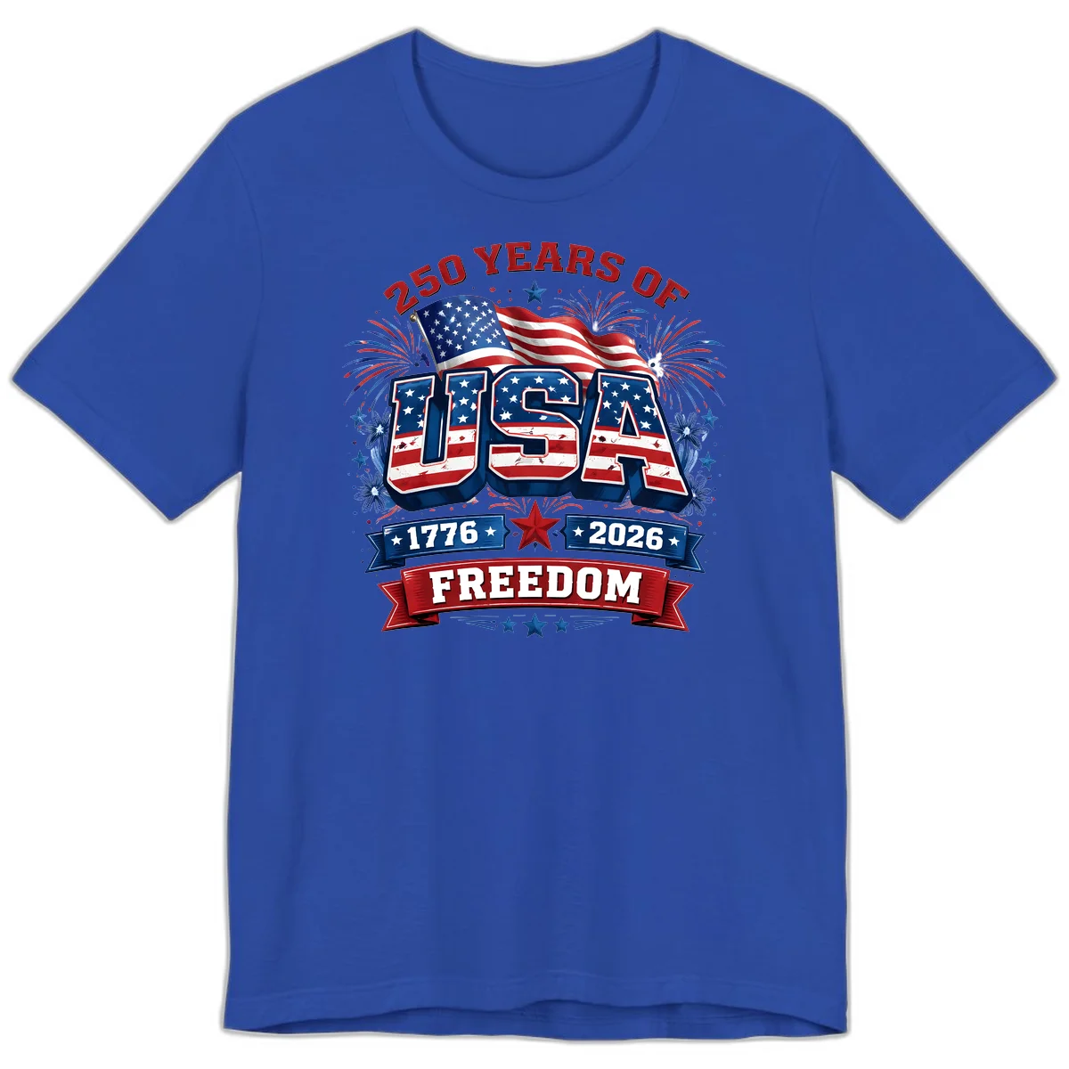 USA 250th Anniversary Freedom Celebration Premium T-Shirt in True Royal