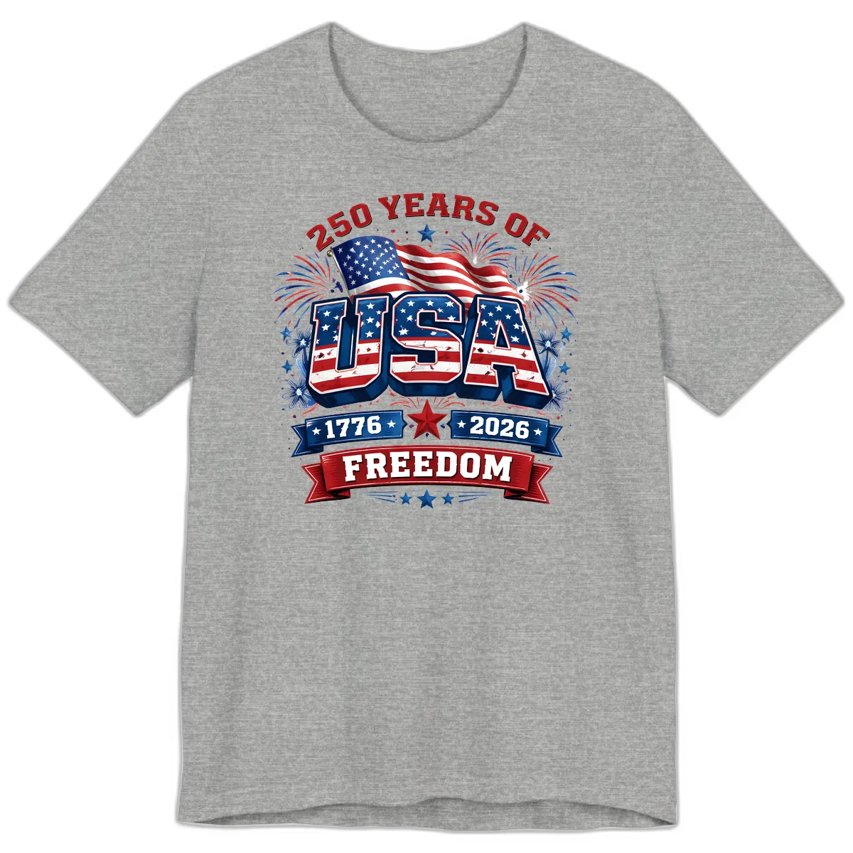 USA 250th Anniversary Freedom Celebration Premium T-Shirt in Athletic Heather