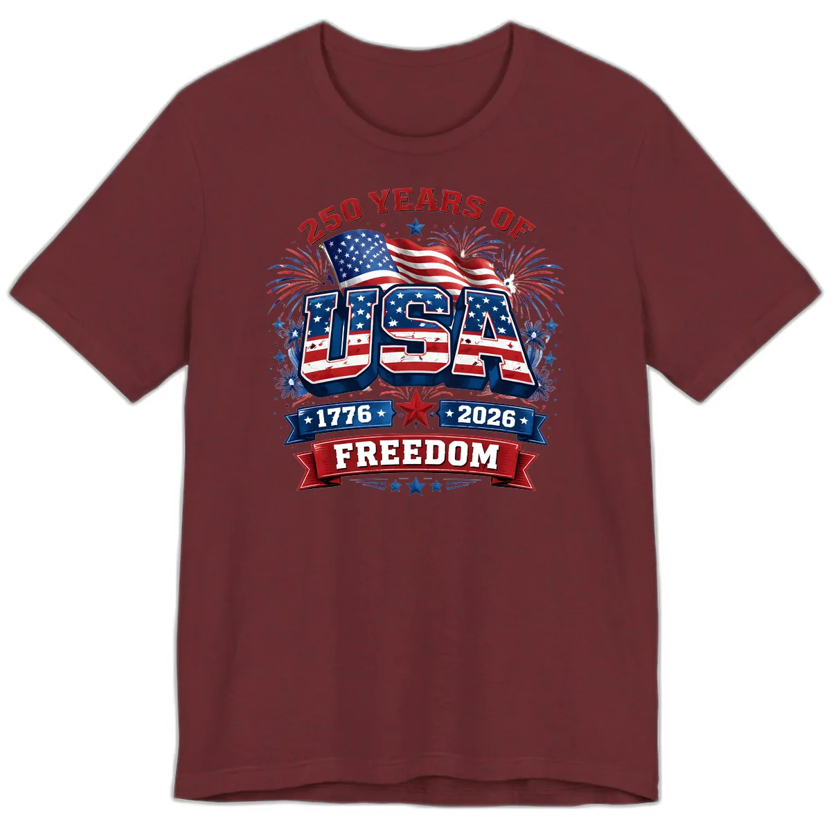 USA 250th Anniversary Freedom Celebration Design Premium T-Shirt in Heather Cardinal