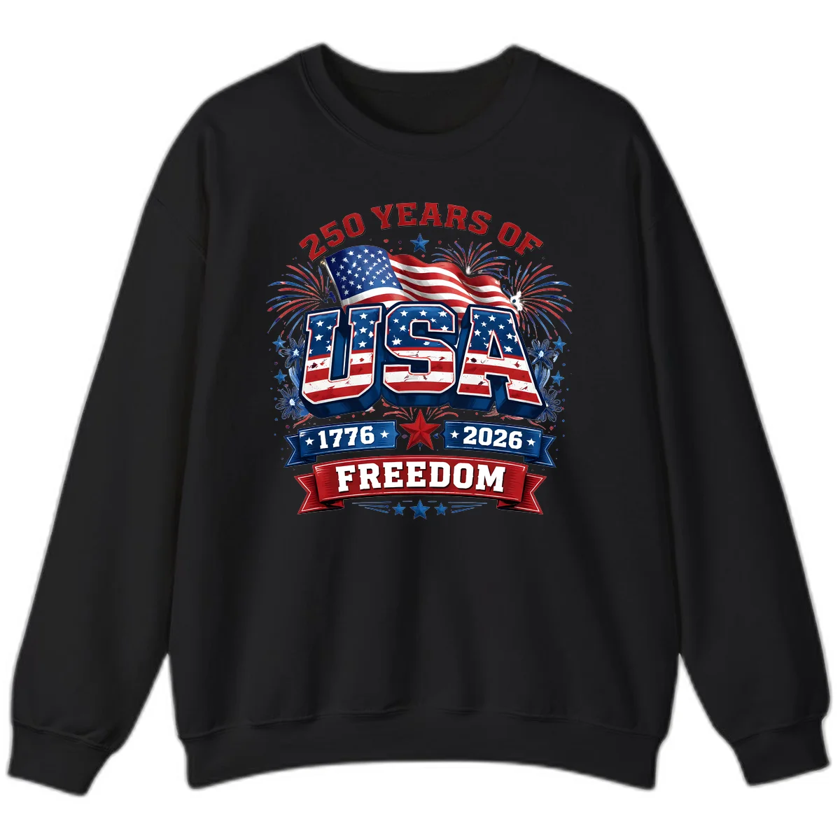 USA 250th Anniversary Freedom Celebration Sweatshirt in Black
