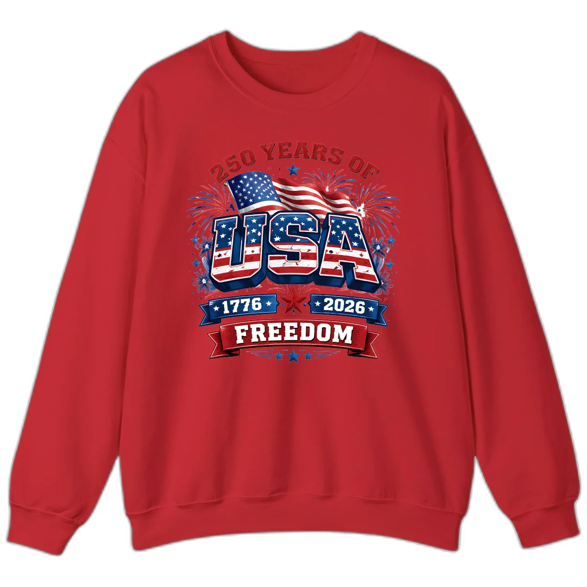 USA 250th Anniversary Freedom Celebration Sweatshirt in Red