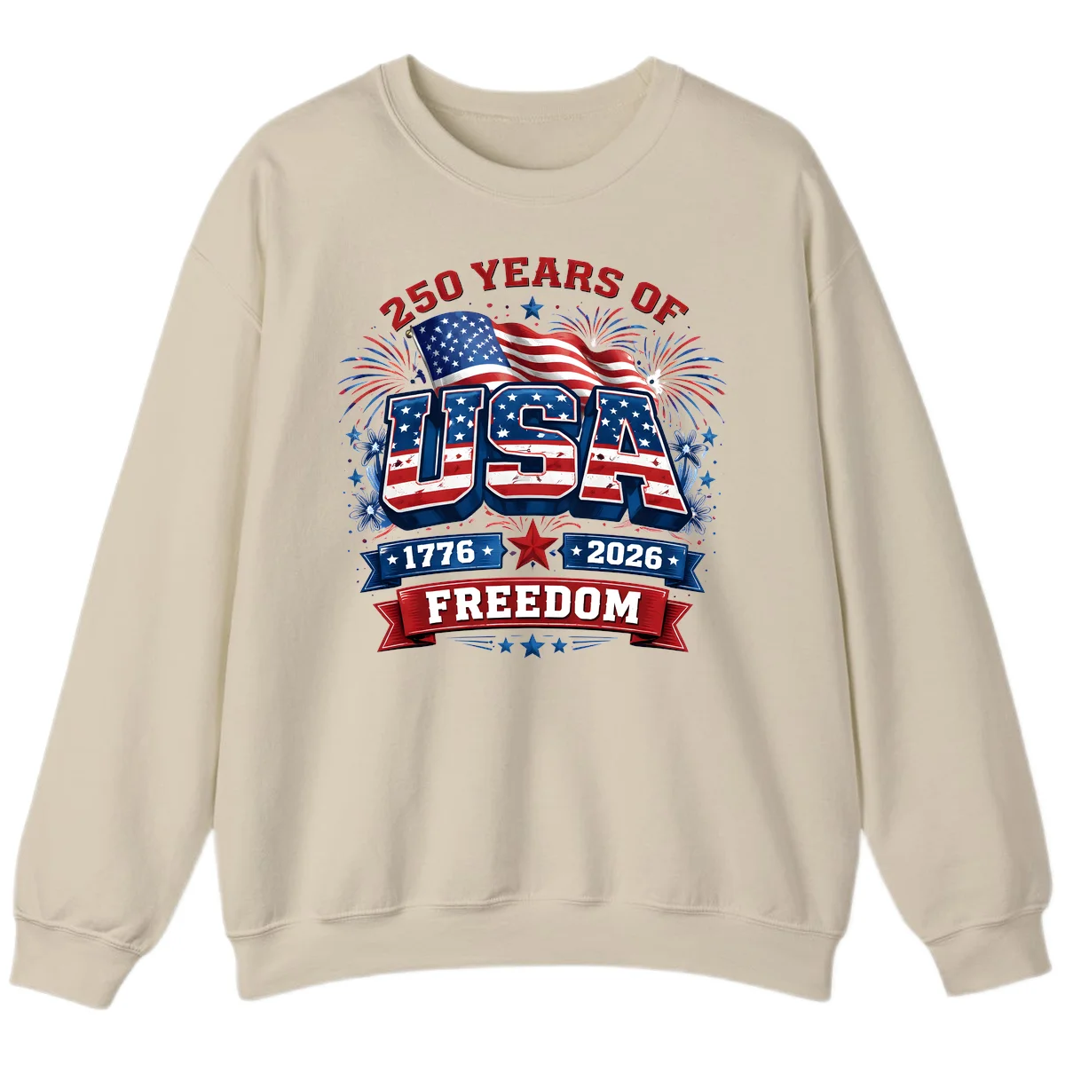 USA 250th Anniversary Freedom Celebration Sweatshirt in Sand