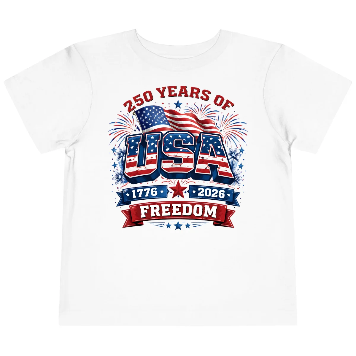 USA 250th Anniversary Freedom Celebration Toddler T-Shirt in White