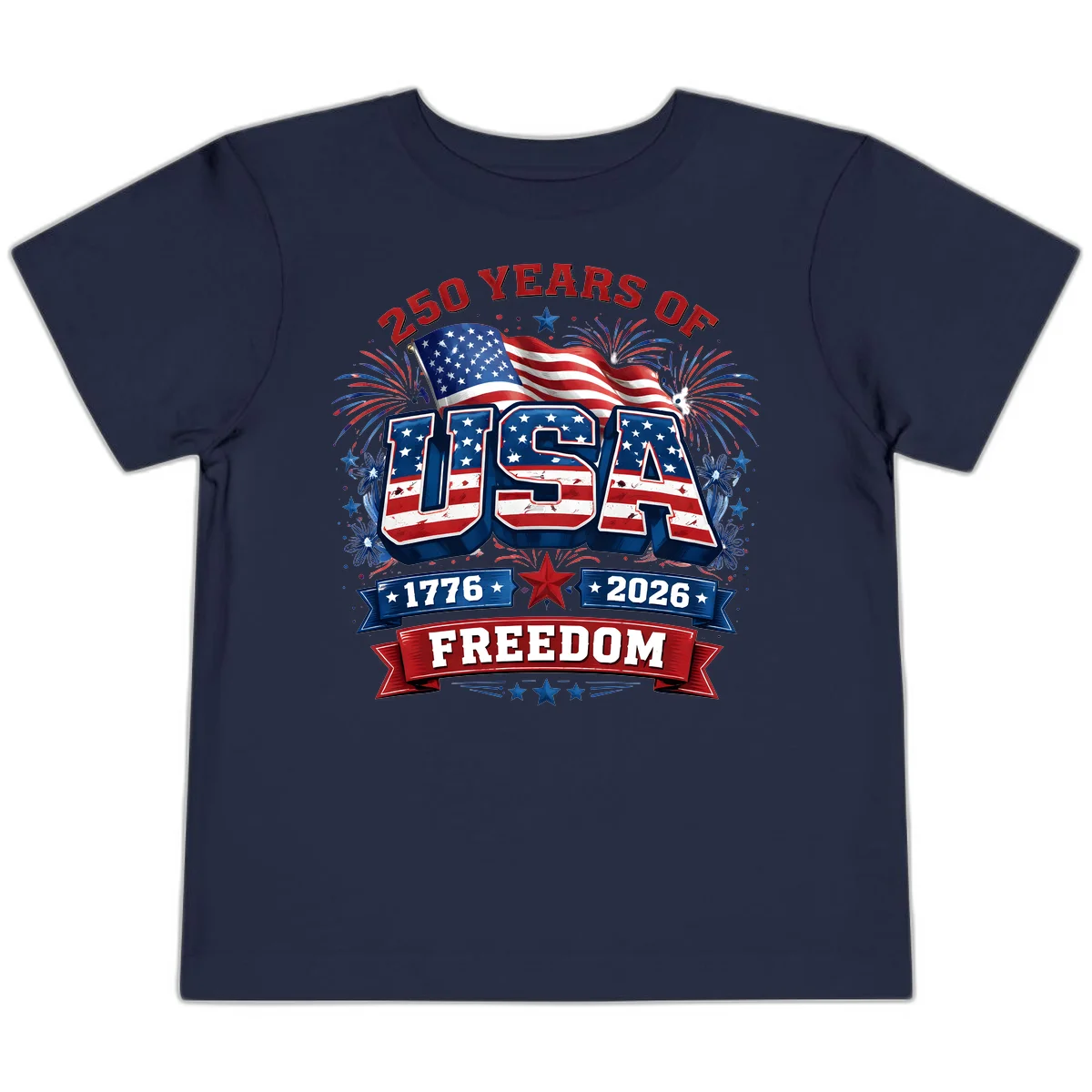 USA 250th Anniversary Freedom Celebration Toddler T-Shirt in Navy