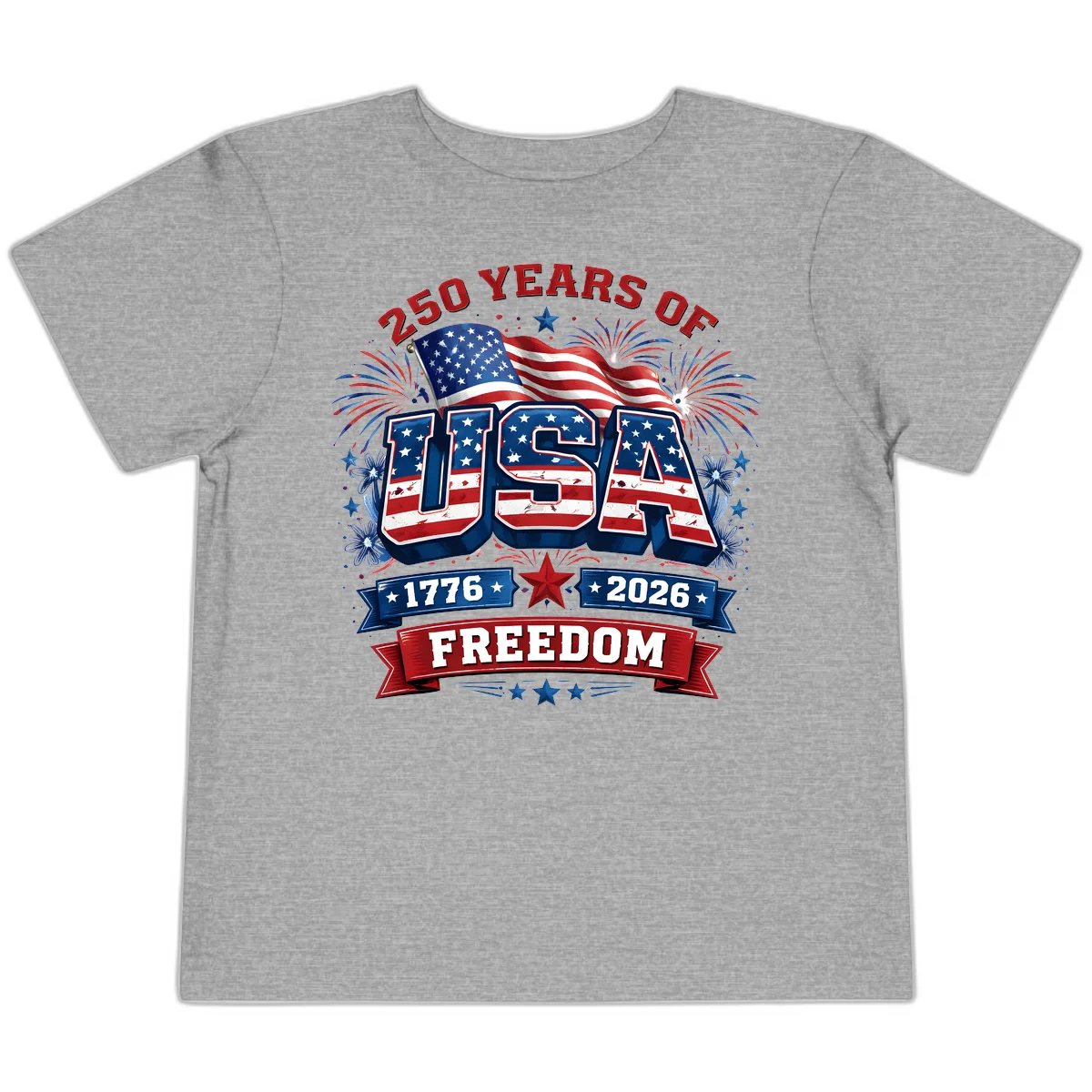 USA 250th Anniversary Freedom Celebration Toddler T-Shirt in Athletic Heather