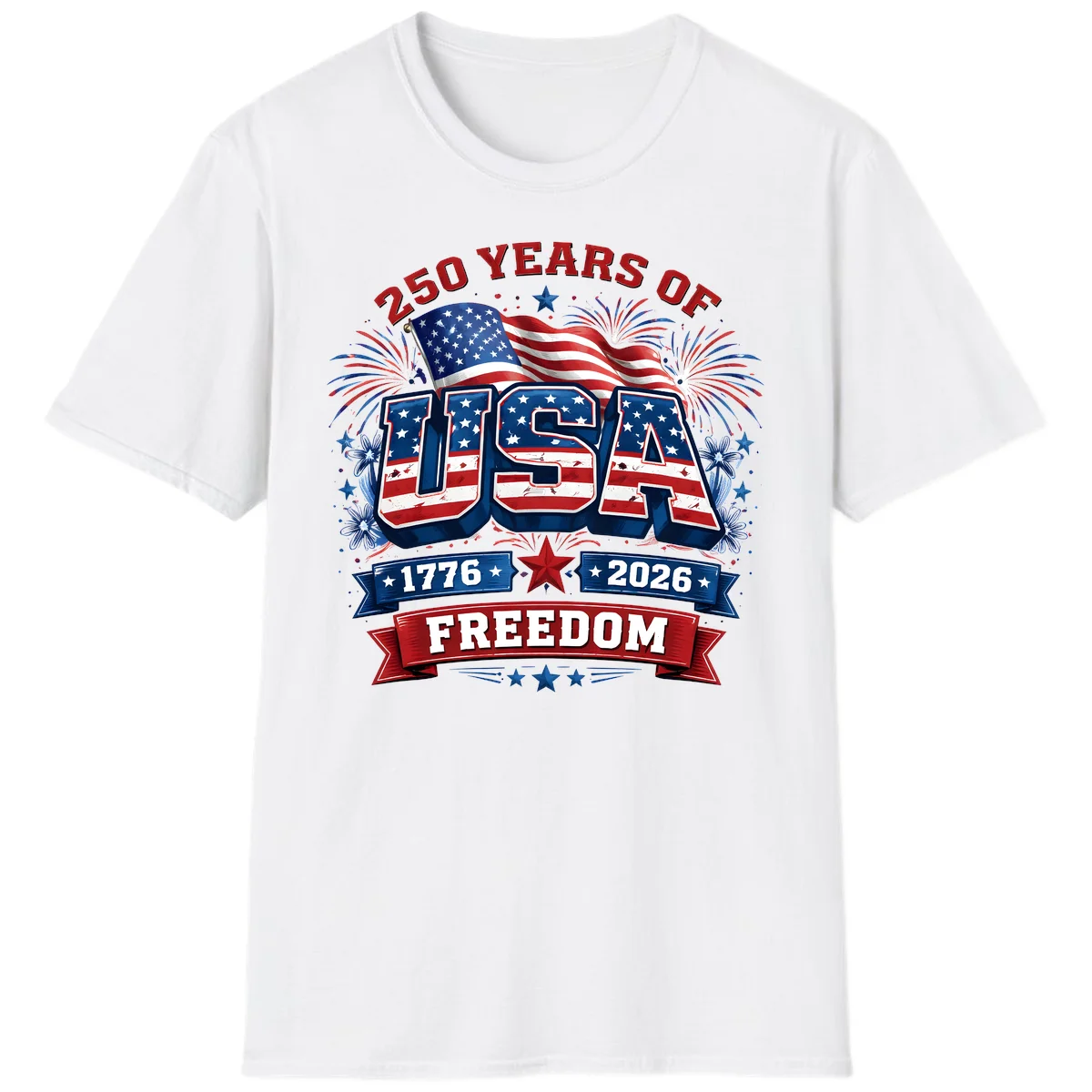 USA 250th Anniversary Freedom Celebration T-Shirt in White