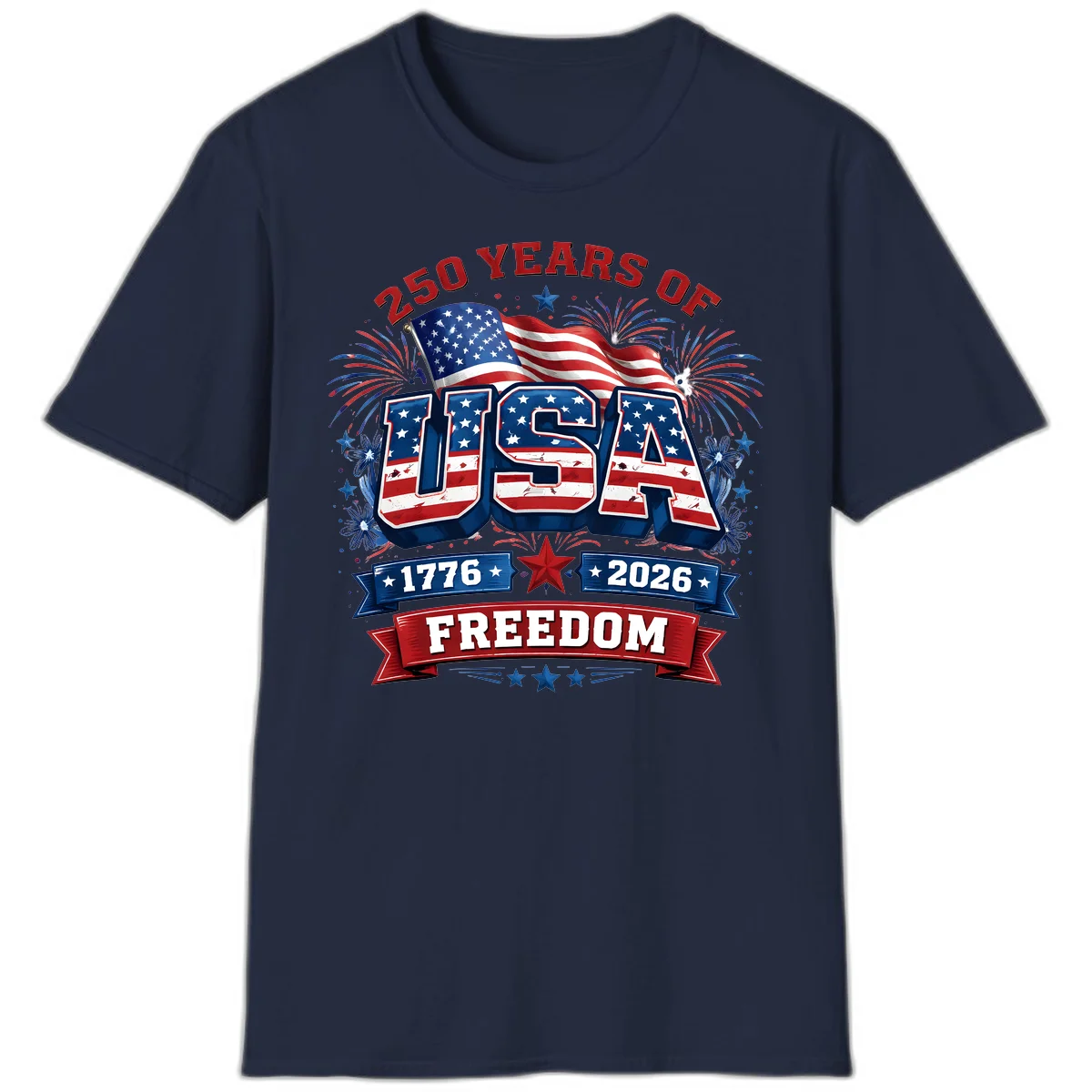 USA 250th Anniversary Freedom Celebration T-Shirt in Navy