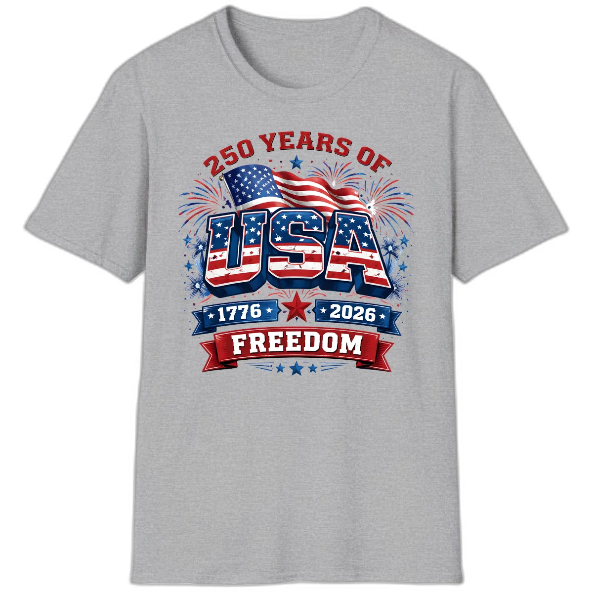 USA 250th Anniversary Freedom Celebration T-Shirt in Sport Grey