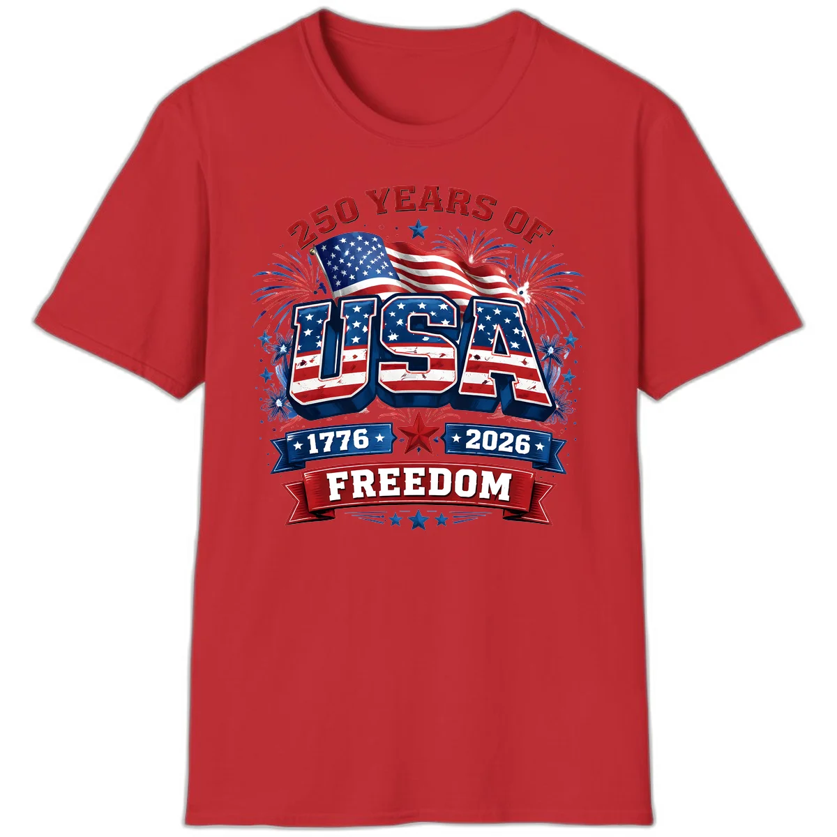USA 250th Anniversary Freedom Celebration T-Shirt in Red