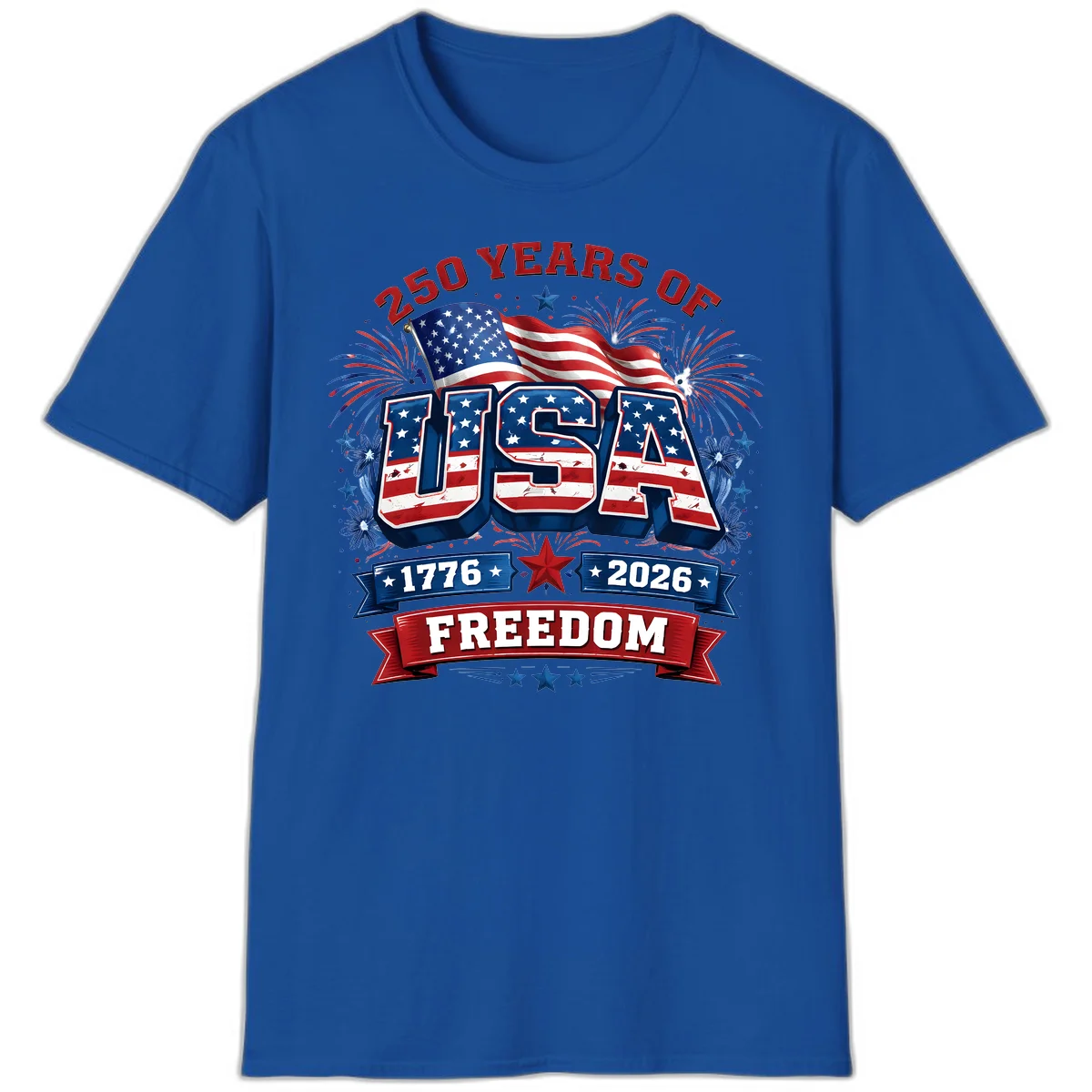 USA 250th Anniversary Freedom Celebration T-Shirt in Royal