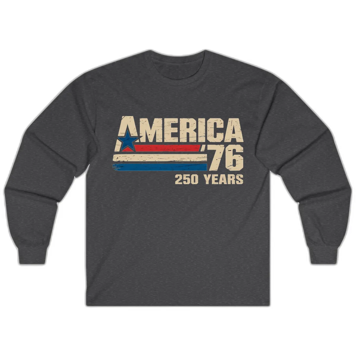 America '76 250 Years Commemorative Design Long Sleeve in Dark Heather