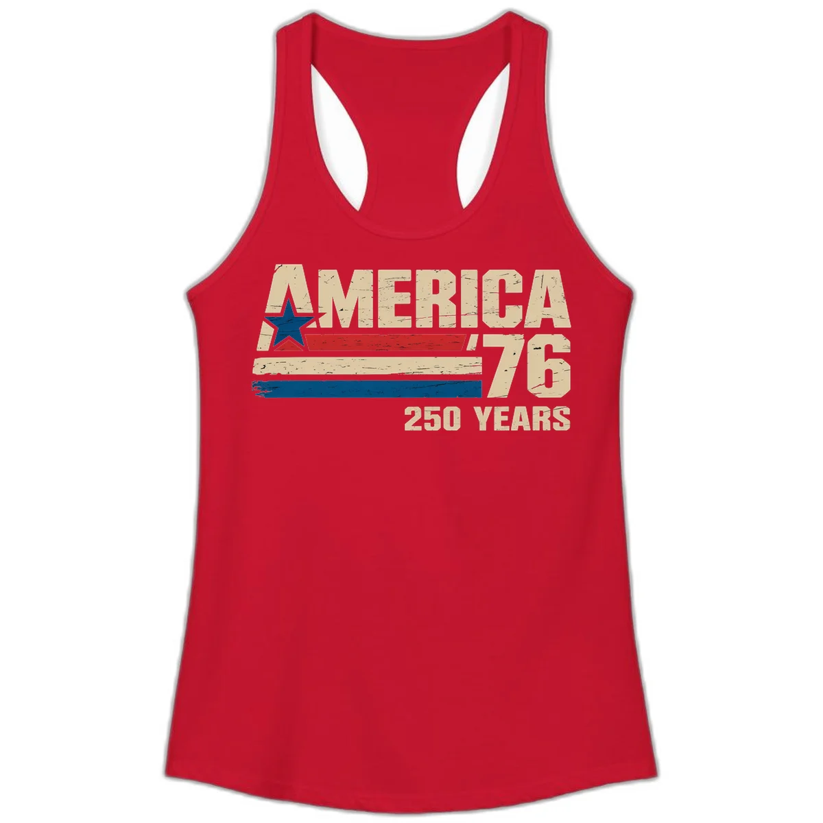 America '76 250 Years Ladies Tank in Solid Red
