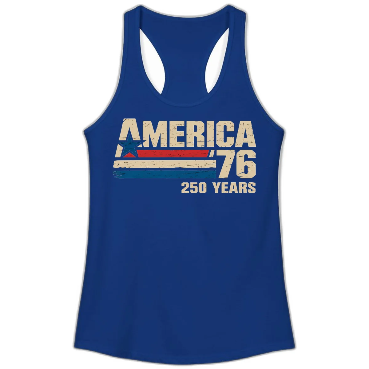 America '76 250 Years Ladies Tank in Solid Royal