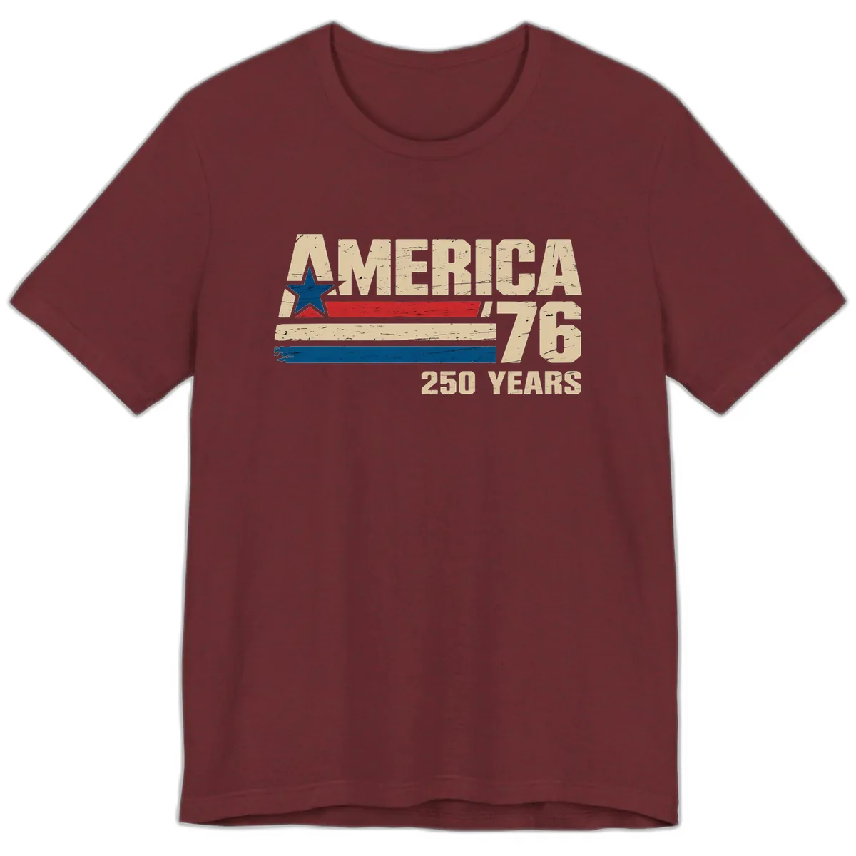 America '76 250 Years Commemorative Design Premium T-Shirt in Heather Cardinal