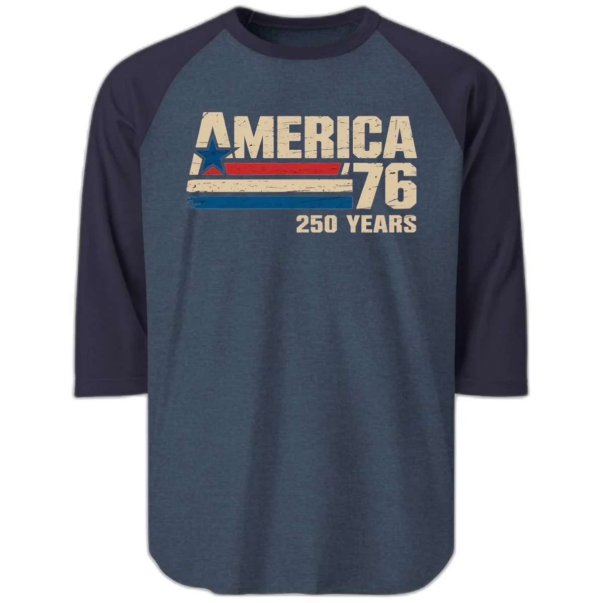America '76 250 Years Raglan 3/4 in Heather Denim Navy