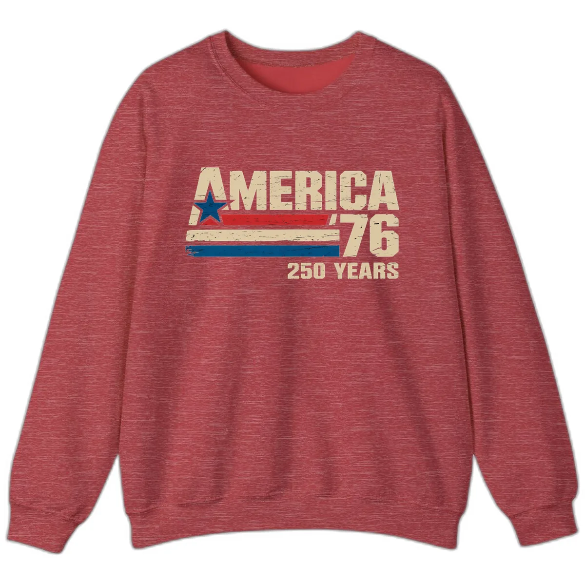 America '76 250 Years Commemorative Design Sweatshirt in Heather Scarlet Red