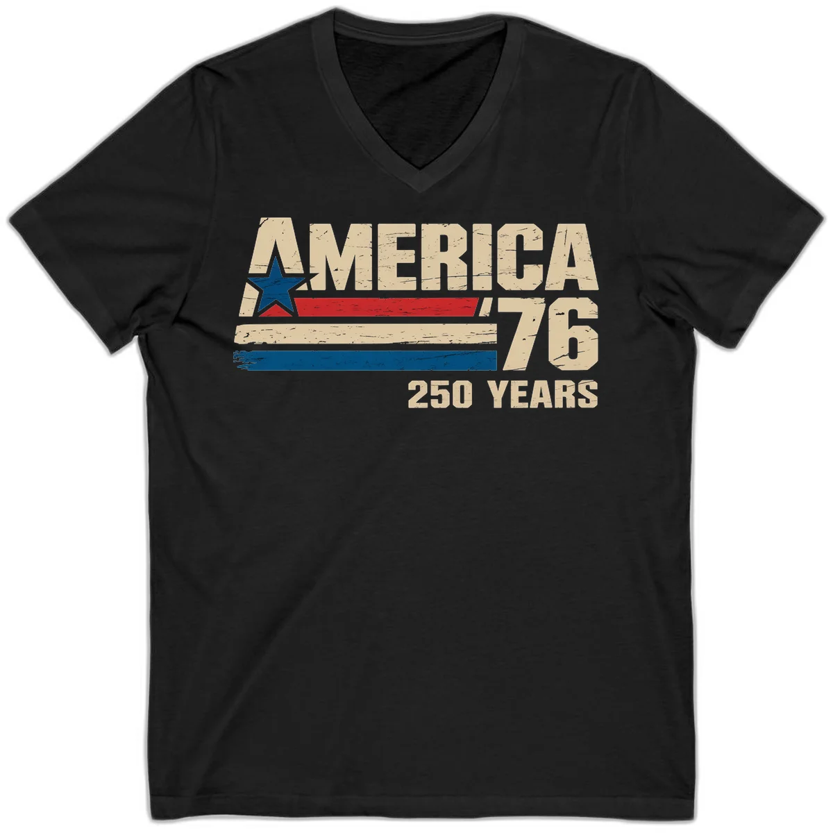 America '76 250 Years V-Neck in Black