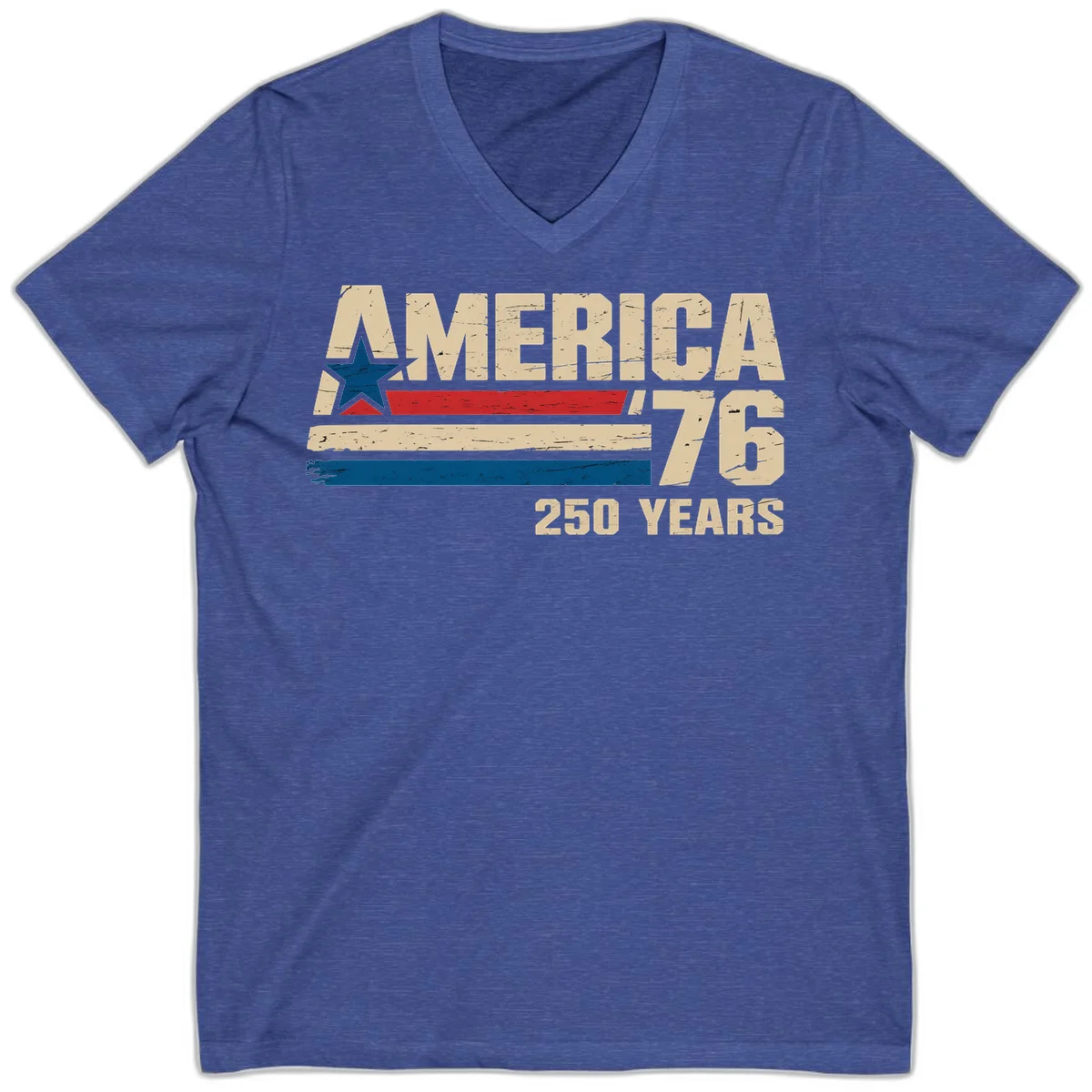 America '76 250 Years V-Neck in Heather True Royal