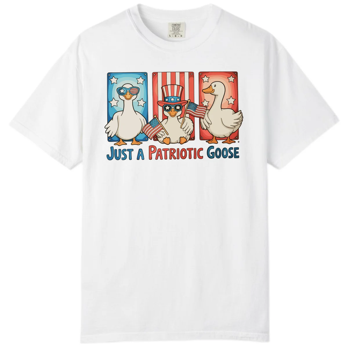 Just A Patriotic Goose Comfort Color in White