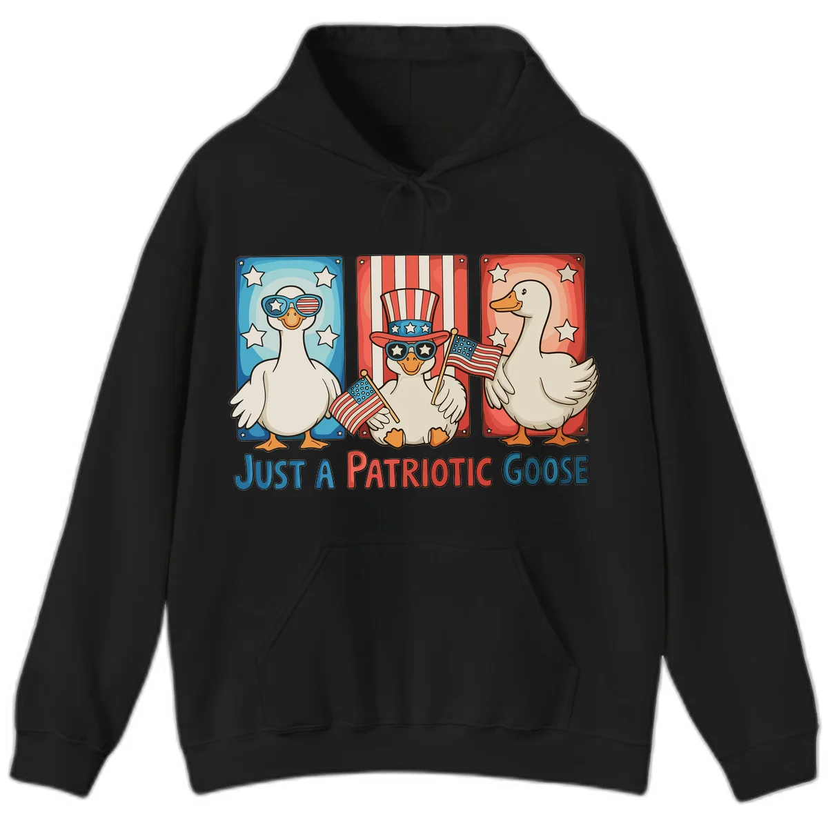Just A Patriotic Goose Hoodie in Black