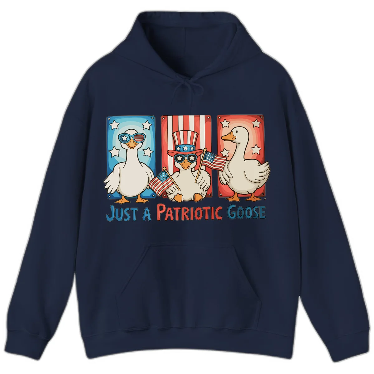 Just A Patriotic Goose Hoodie in Navy