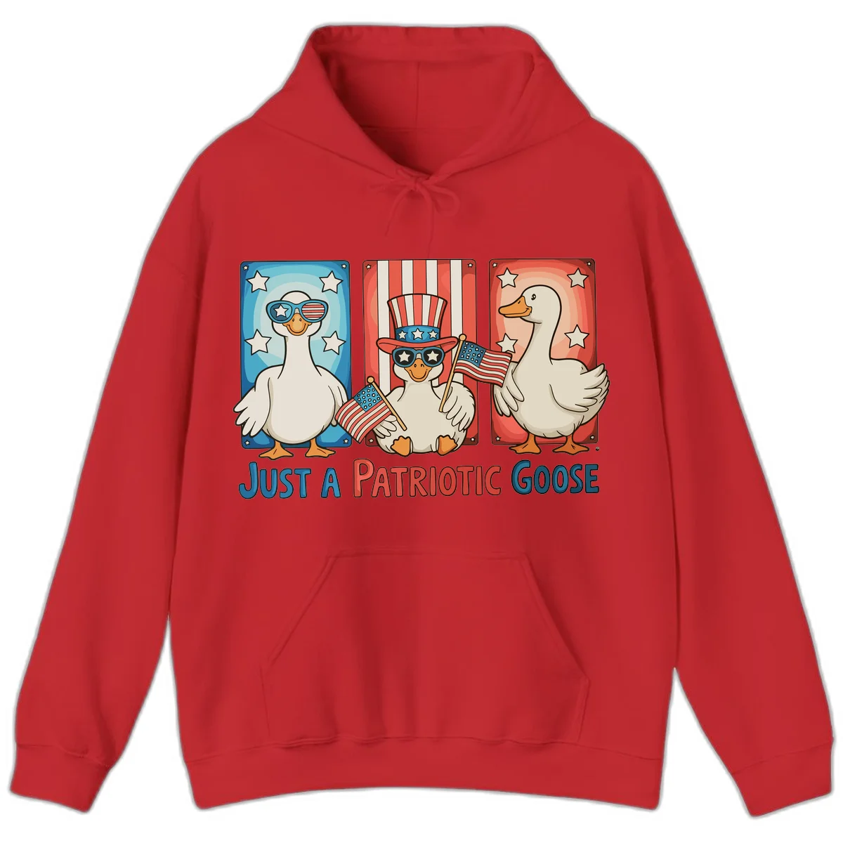 Just A Patriotic Goose Hoodie in Red
