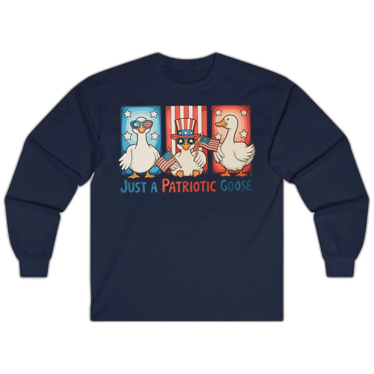 Just A Patriotic Goose Long Sleeve in Navy
