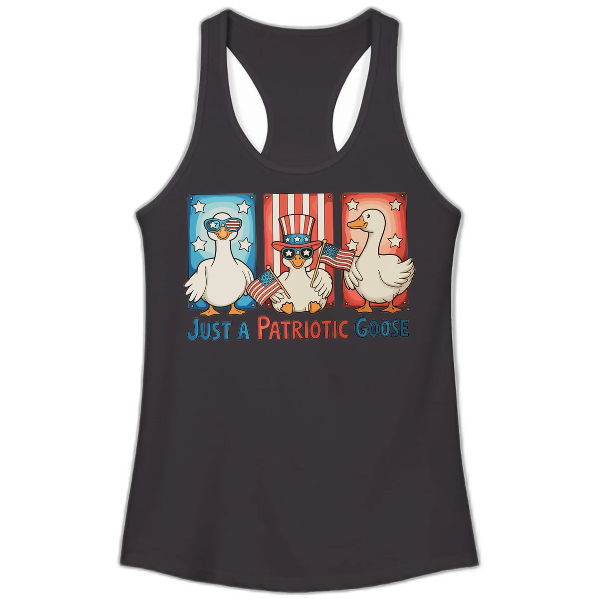 Just A Patriotic Goose Ladies Tank in Black