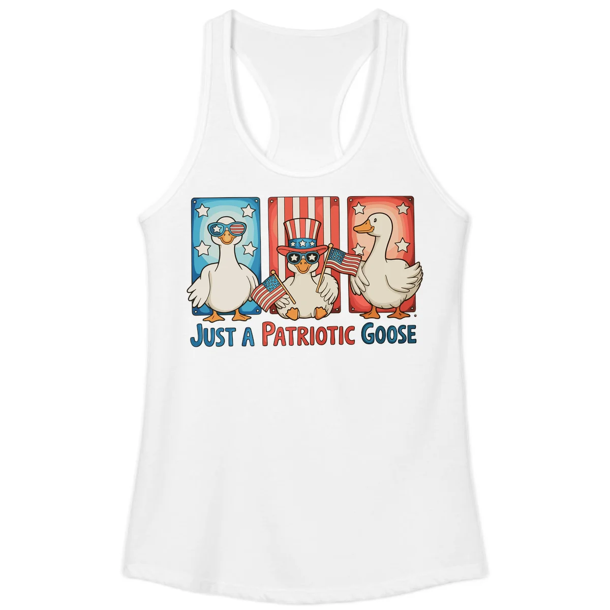 Just A Patriotic Goose Ladies Tank in White