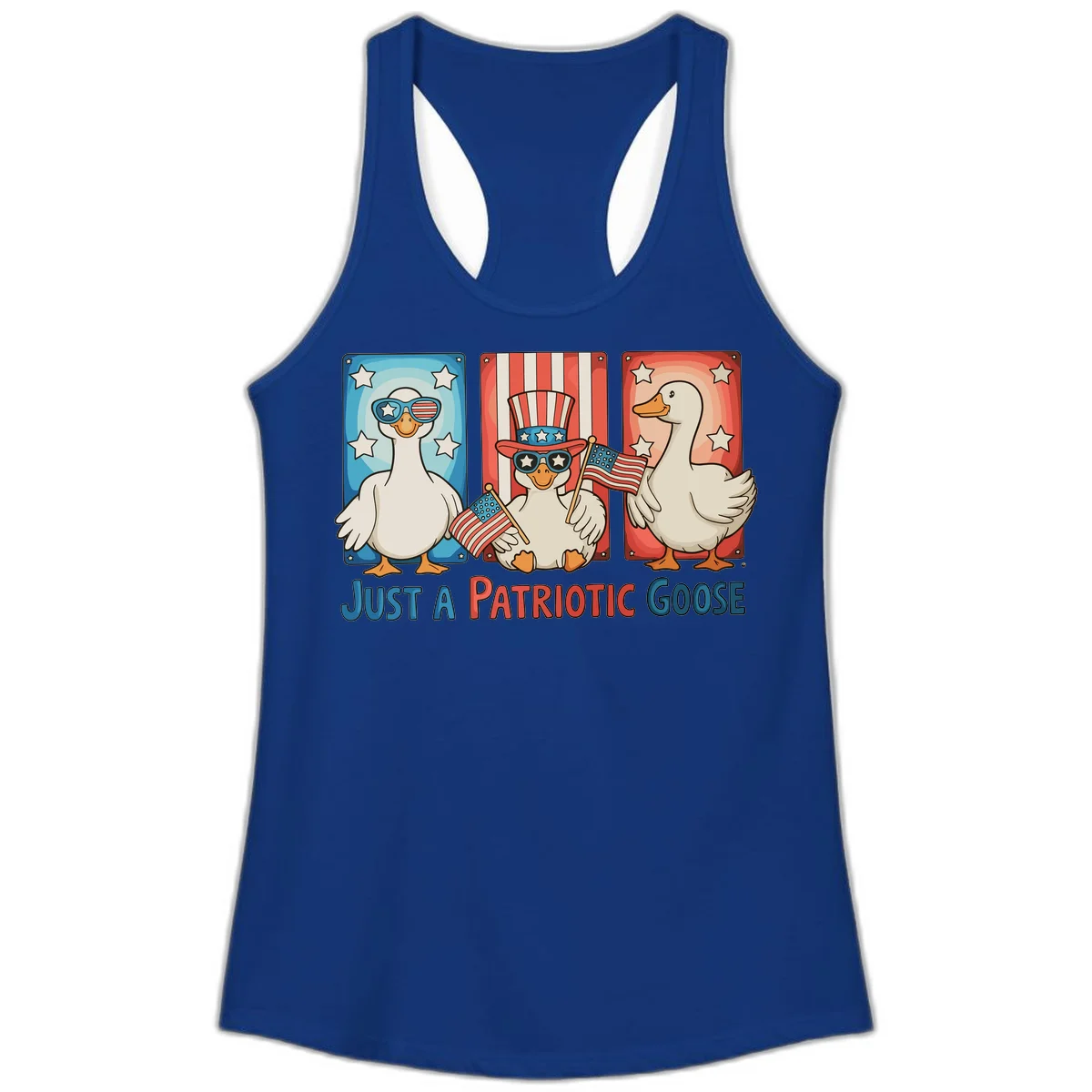 Just A Patriotic Goose Ladies Tank in Solid Royal