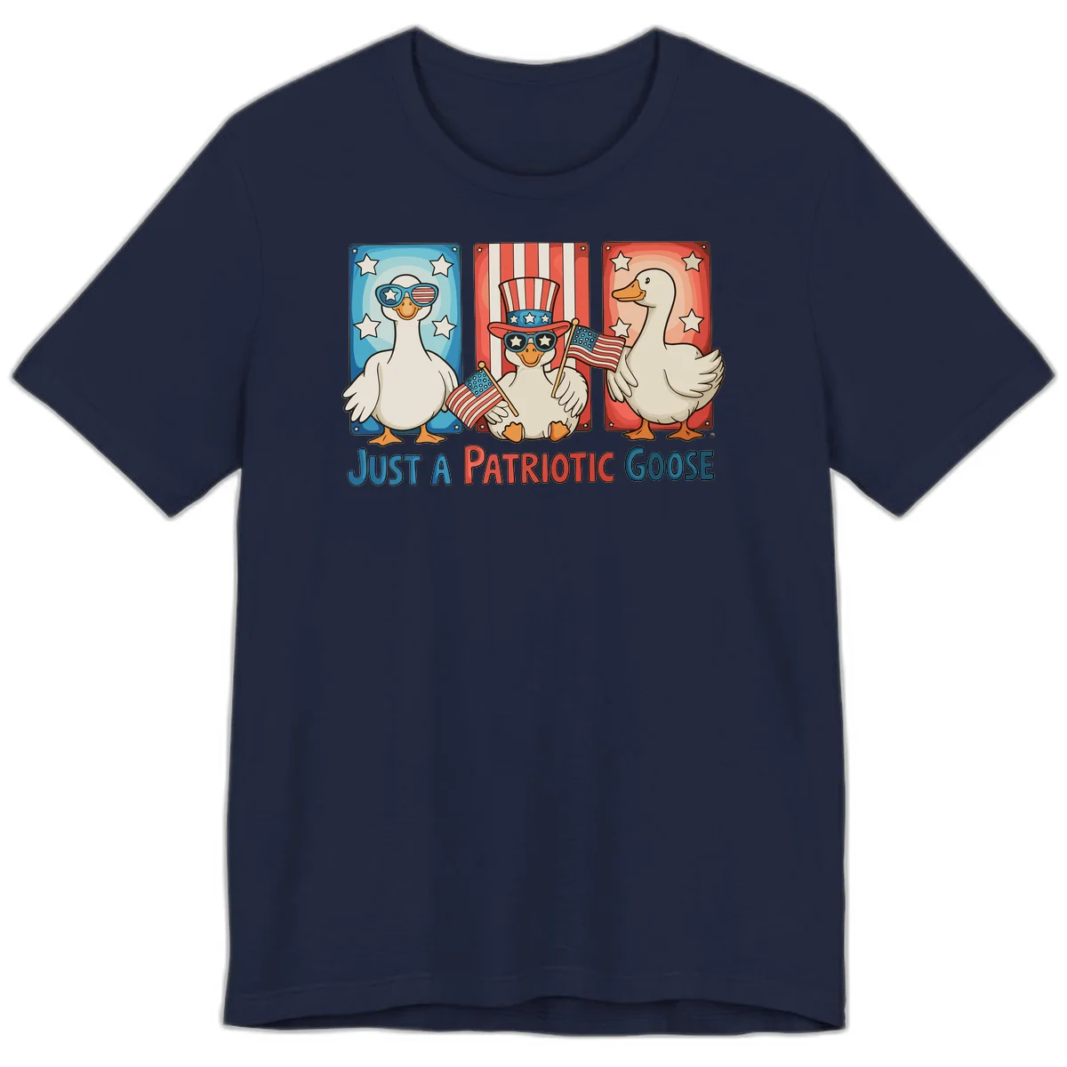 Just A Patriotic Goose Premium T-Shirt in Navy