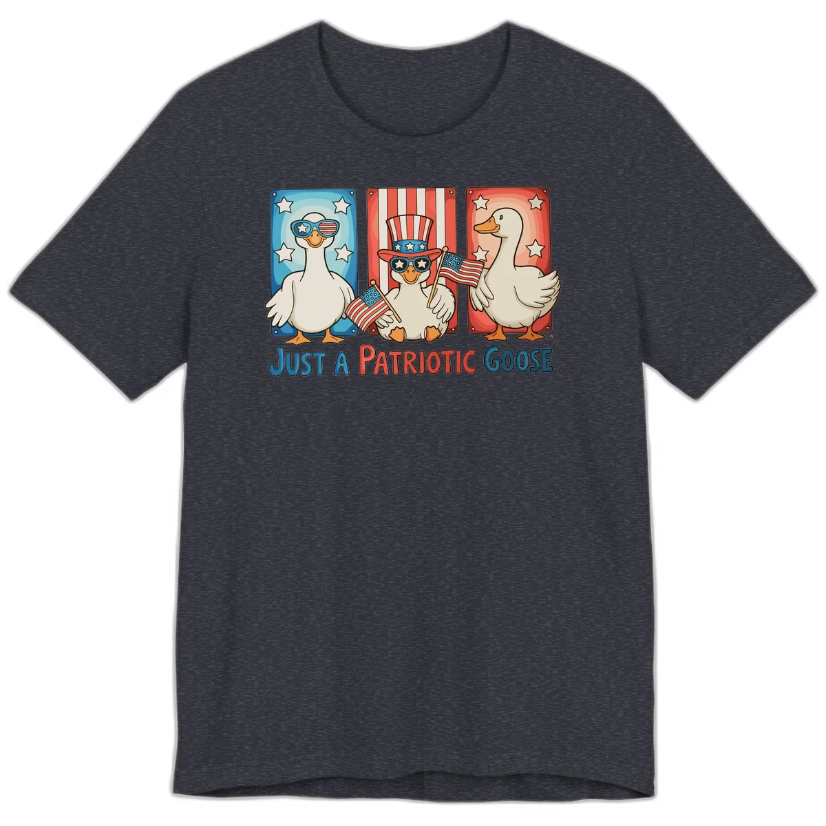 Just A Patriotic Goose Premium T-Shirt in Heather Navy