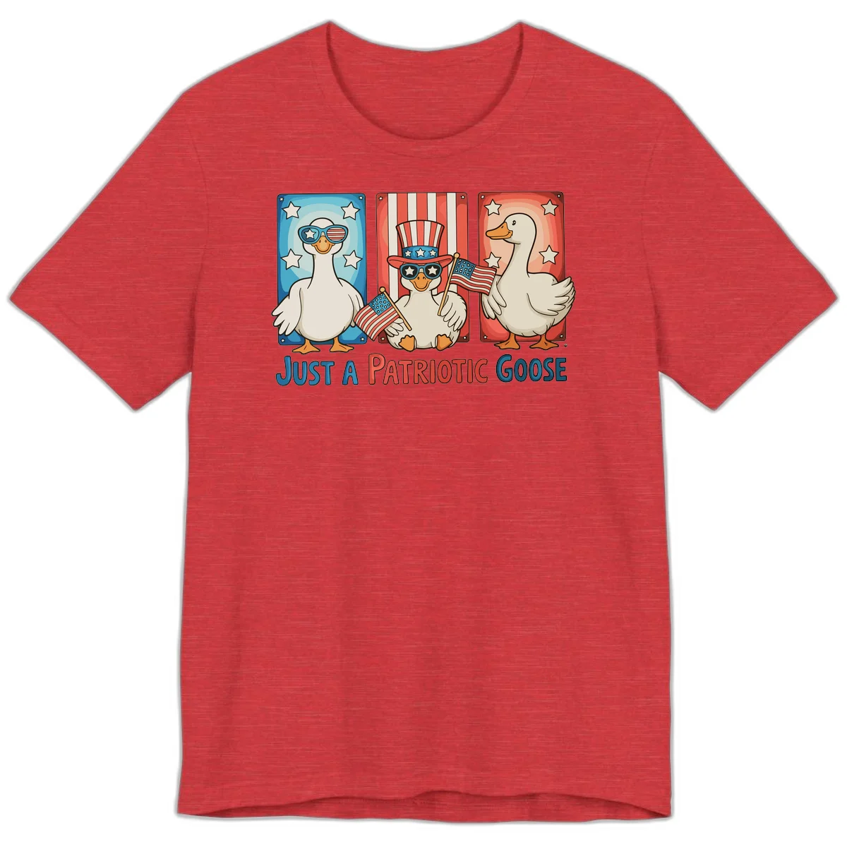 Just A Patriotic Goose Premium T-Shirt in Heather Red