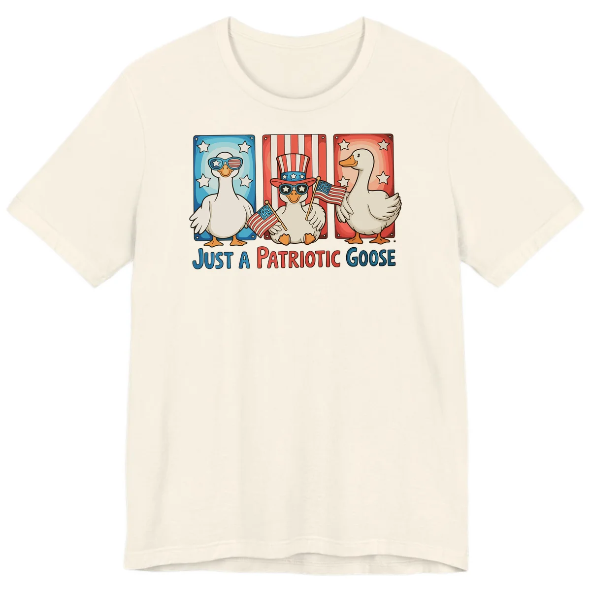 Just A Patriotic Goose Premium T-Shirt in Natural