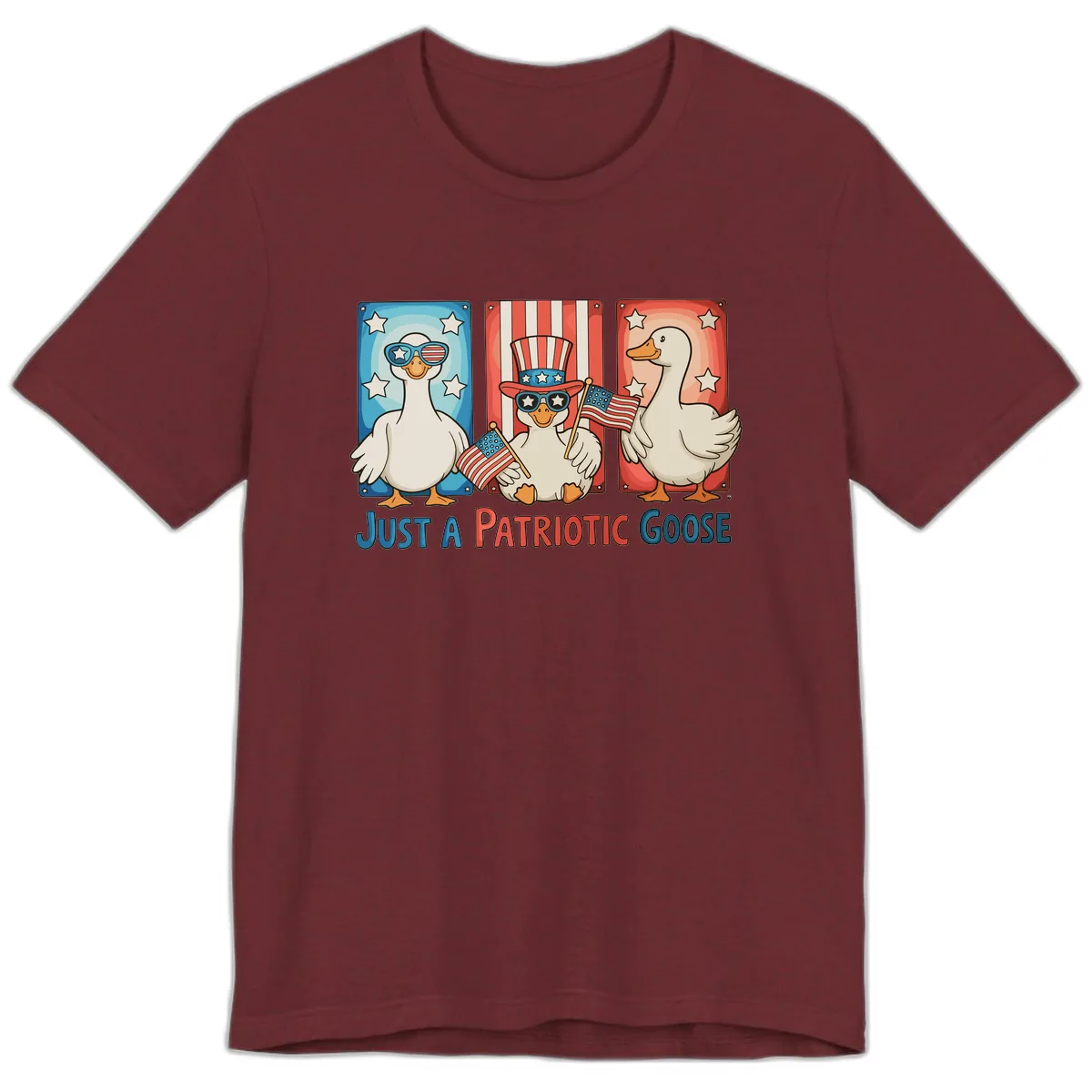 Just A Patriotic Goose Celebration Design Premium T-Shirt in Heather Cardinal