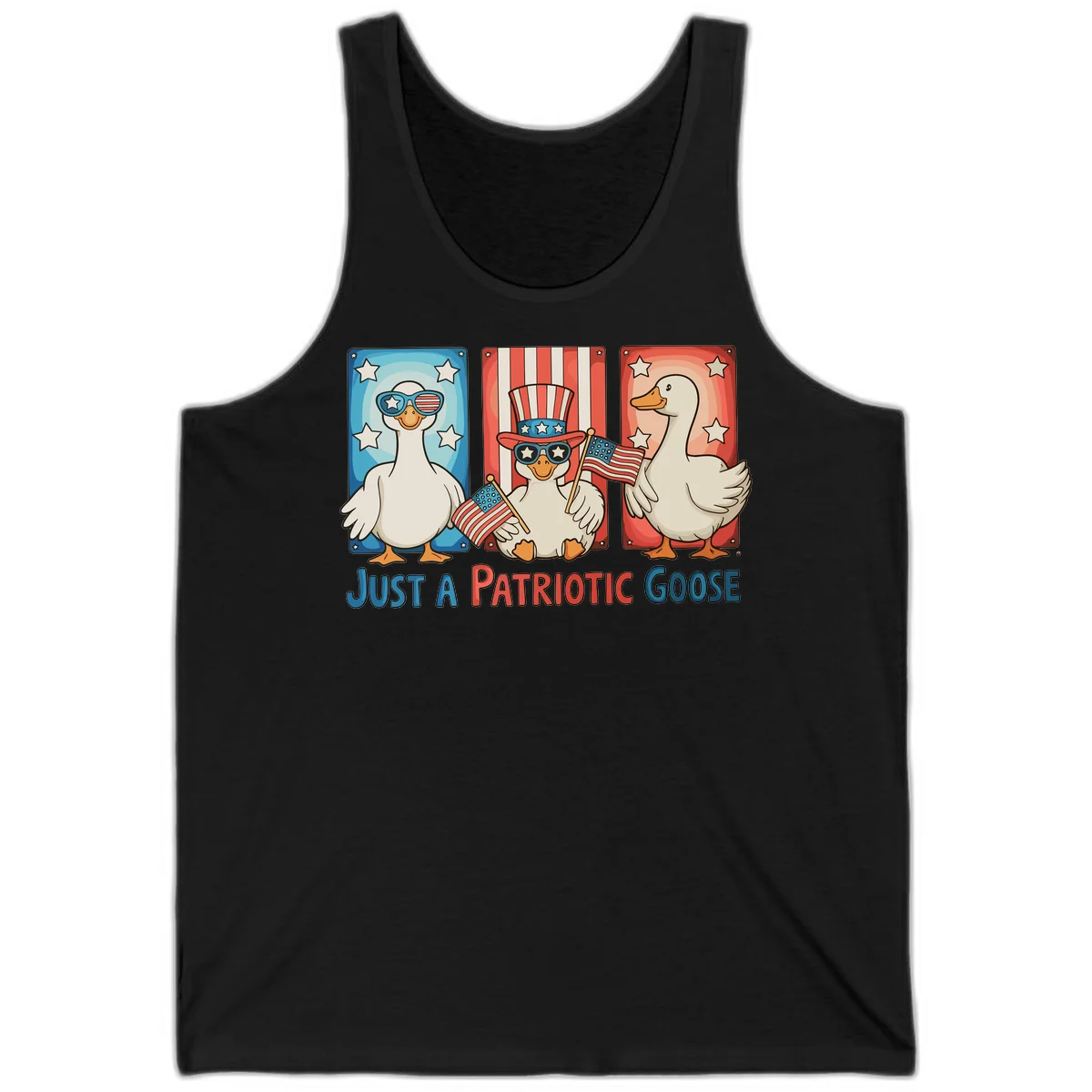 Just A Patriotic Goose Tank in Black