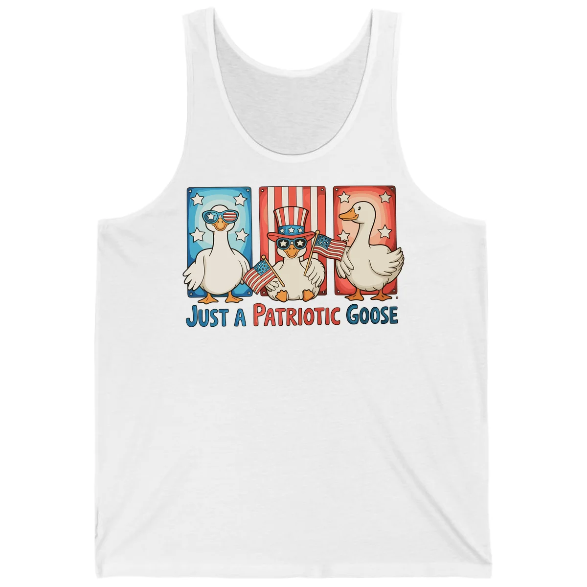 Just A Patriotic Goose Tank in White