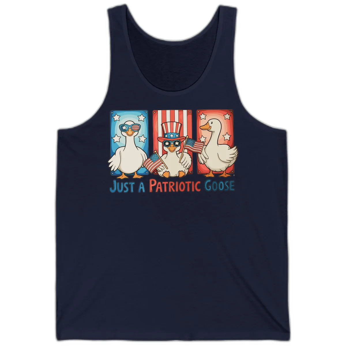 Just A Patriotic Goose Tank in Navy
