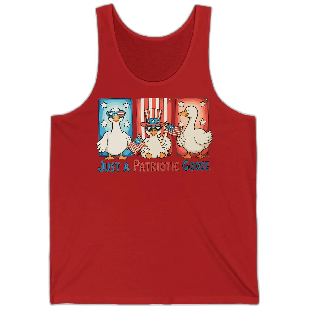 Just A Patriotic Goose Tank in Red