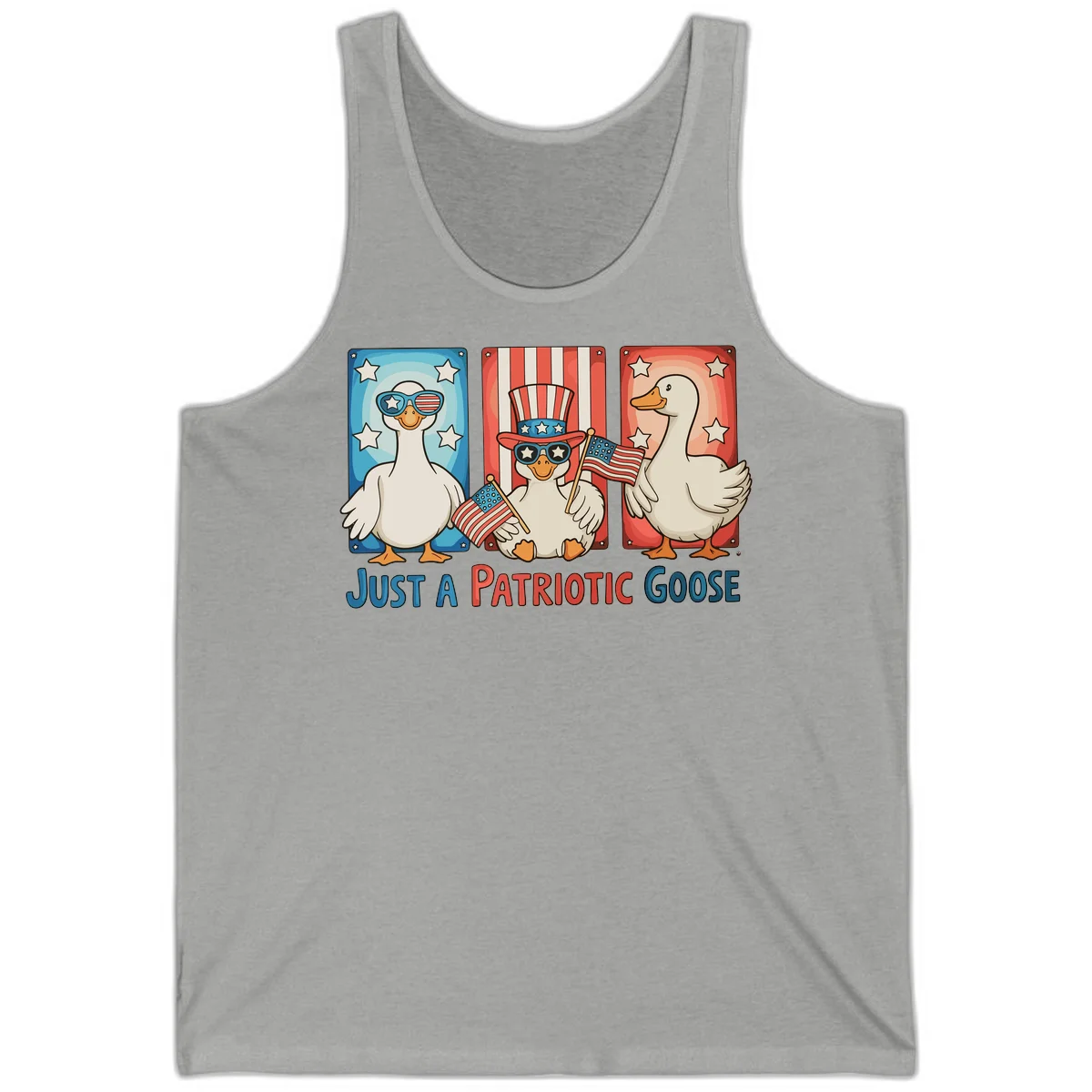 Just A Patriotic Goose Tank in Athletic Heather
