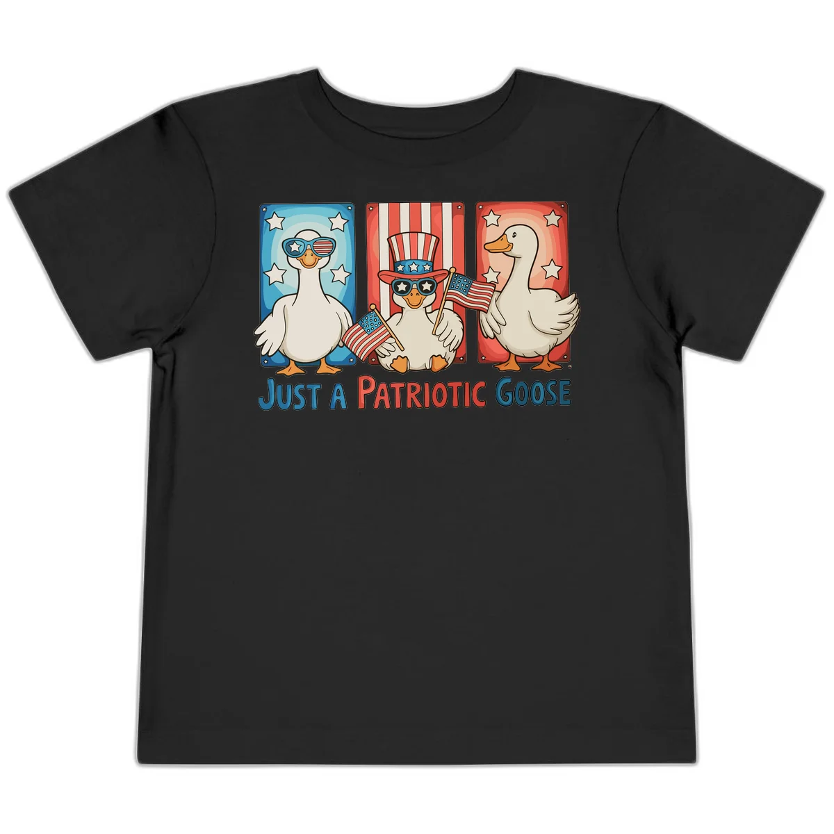 Just A Patriotic Goose Toddler T-Shirt in Black