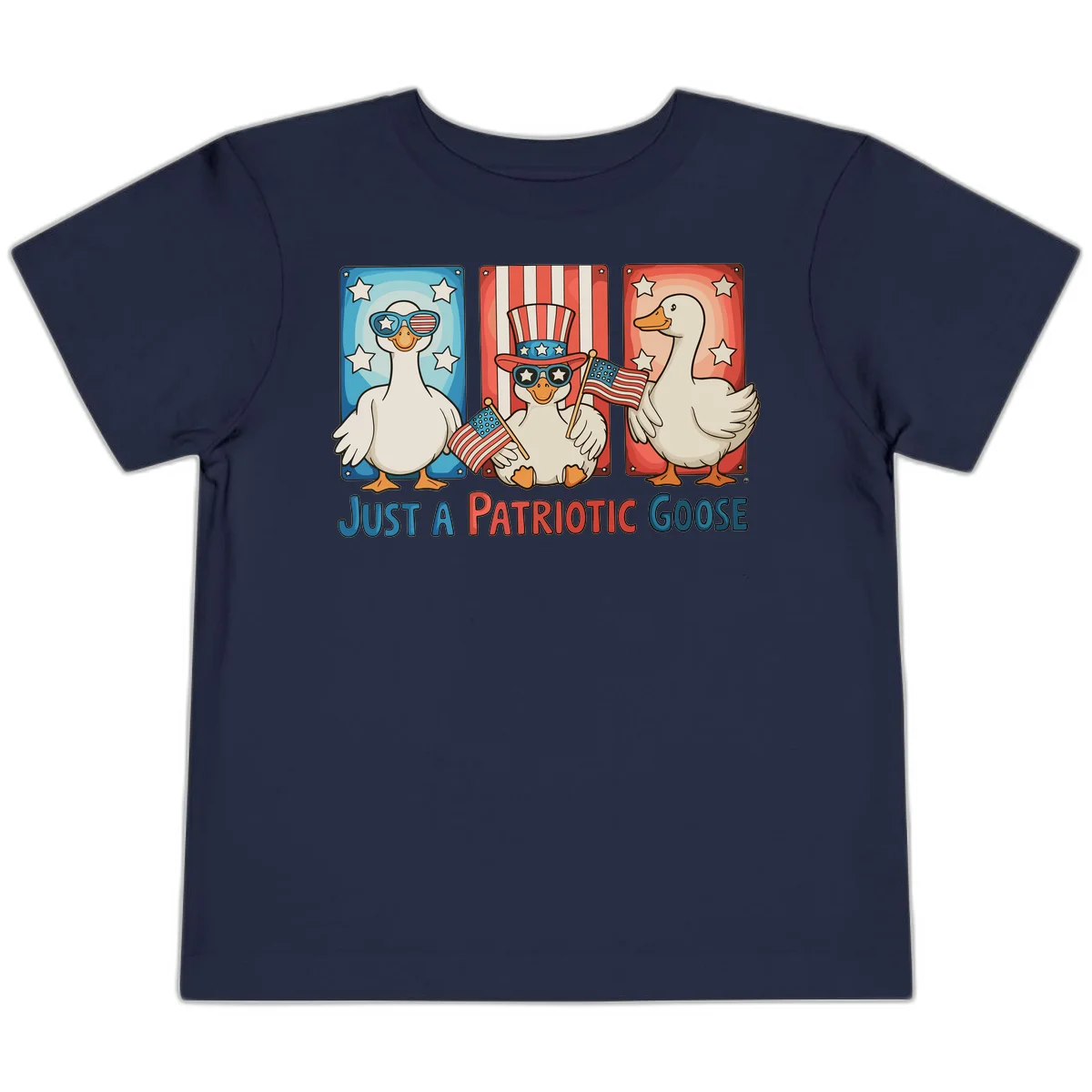 Just A Patriotic Goose Toddler T-Shirt in Navy
