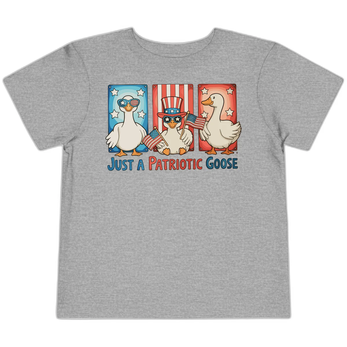 Just A Patriotic Goose Toddler T-Shirt in Athletic Heather