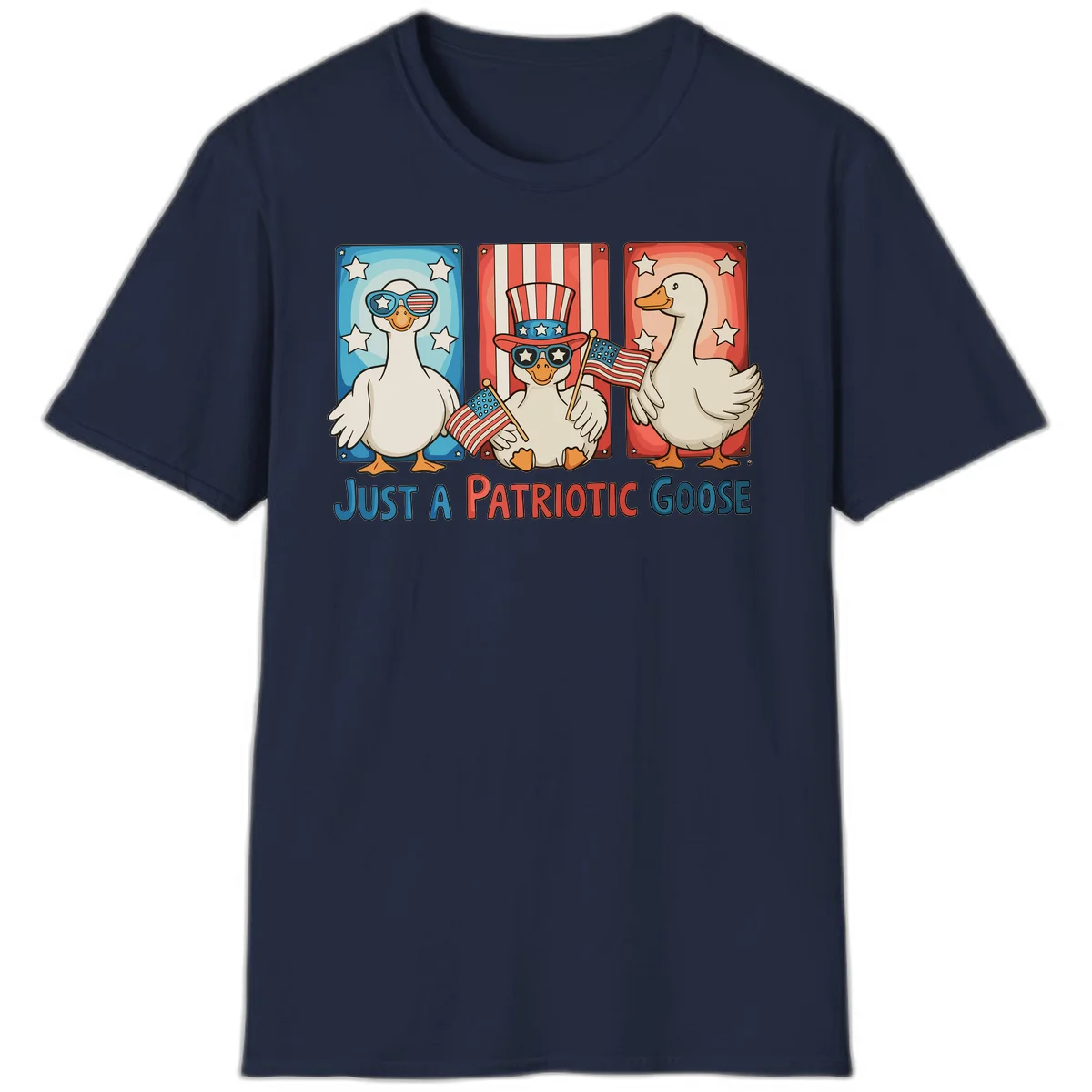 Just A Patriotic Goose T-Shirt in Navy