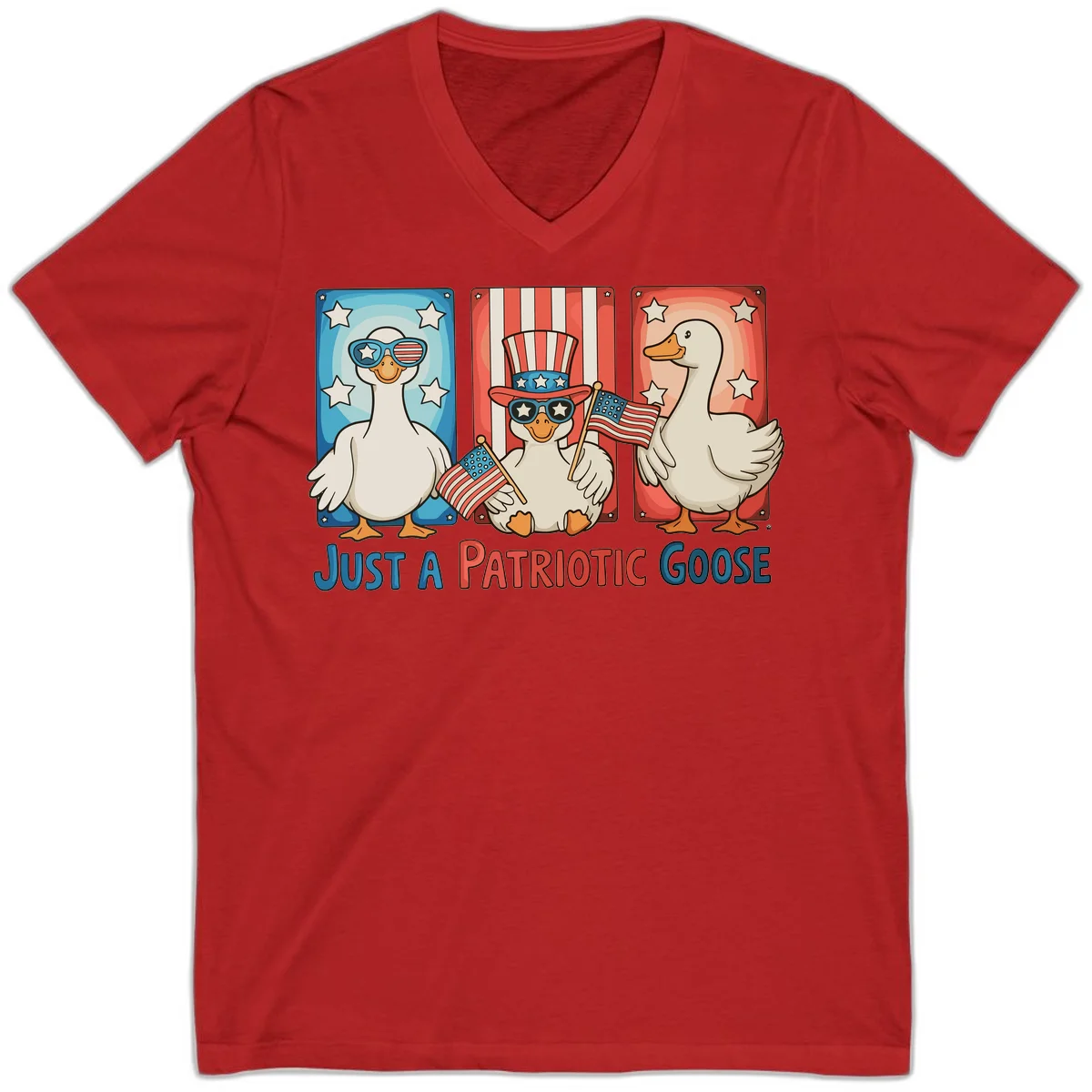 Just A Patriotic Goose V-Neck in Red