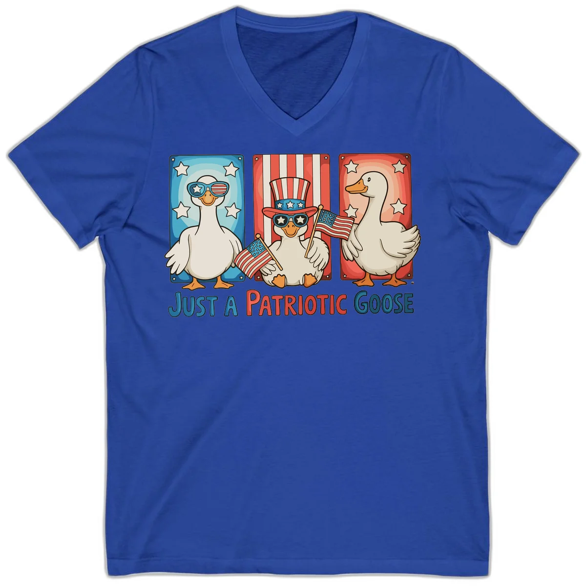 Just A Patriotic Goose V-Neck in True Royal