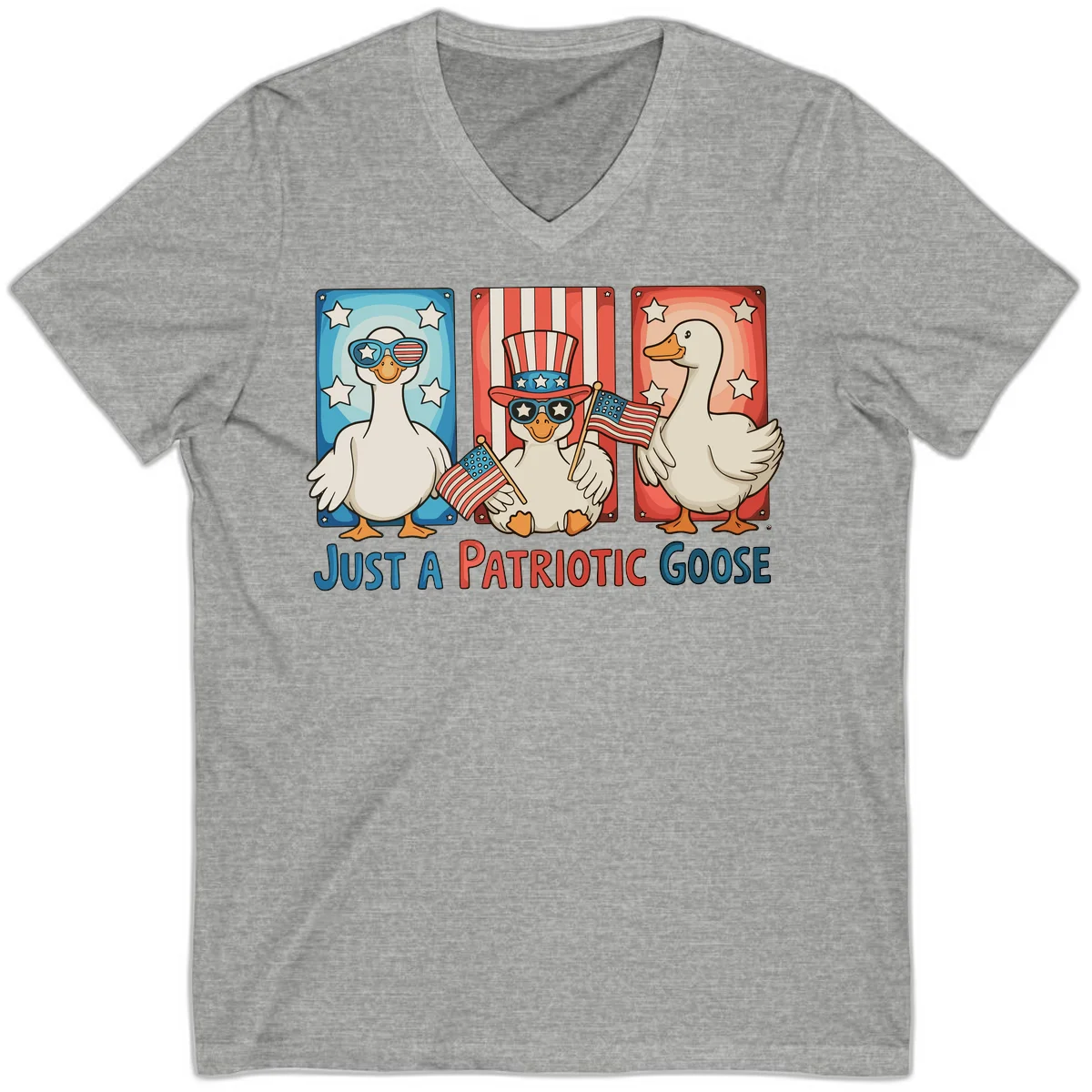 Just A Patriotic Goose V-Neck in Athletic Heather