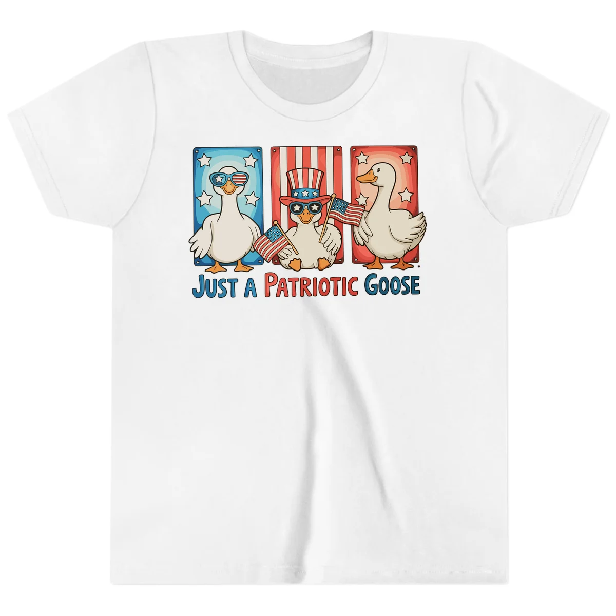 Just A Patriotic Goose Youth T-Shirt in White