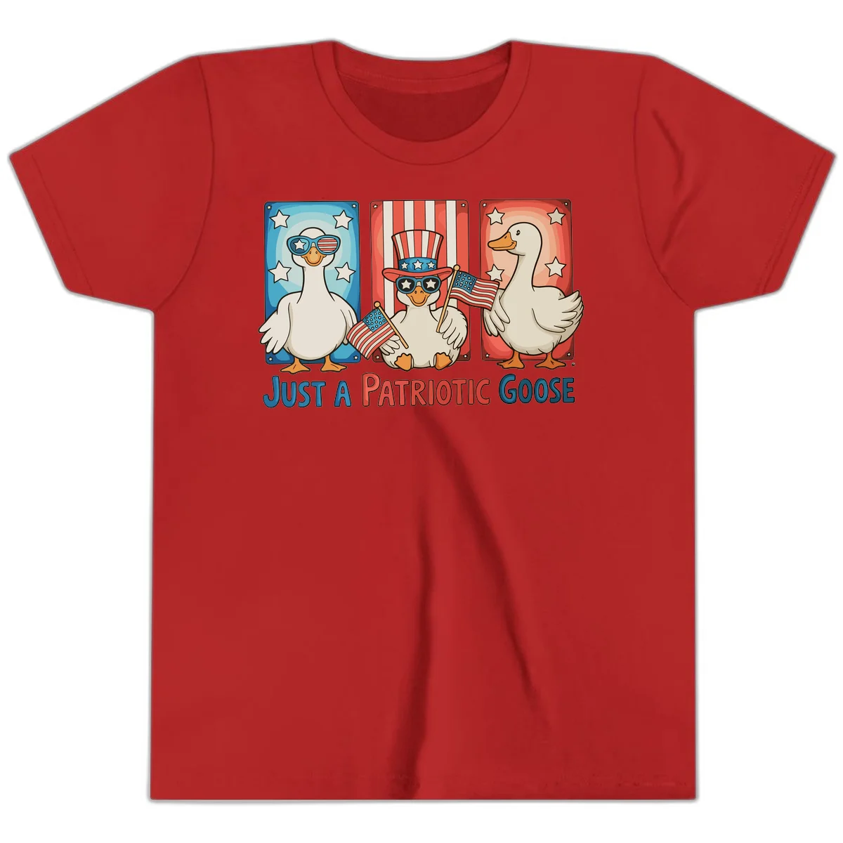 Just A Patriotic Goose Youth T-Shirt in Red